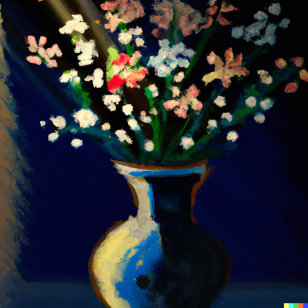 Vase of Flowers on Dark